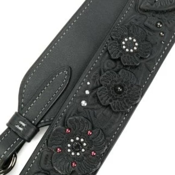 Coach Tea Rose Strap, Black - Picture 2 of 14